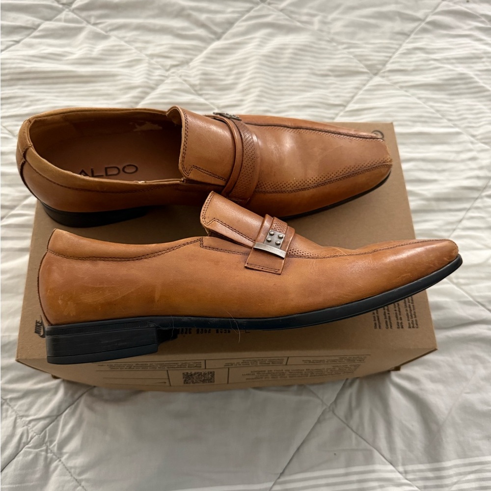 Aldo Men's Brown Leather Slip-On Loafers